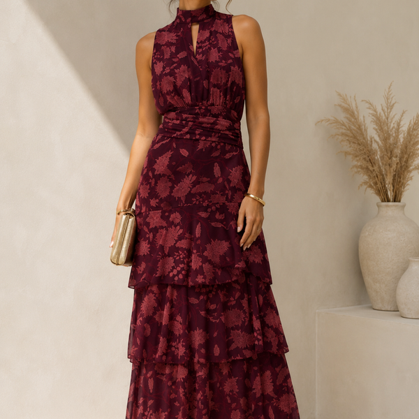 Vestido Flora Borgonha